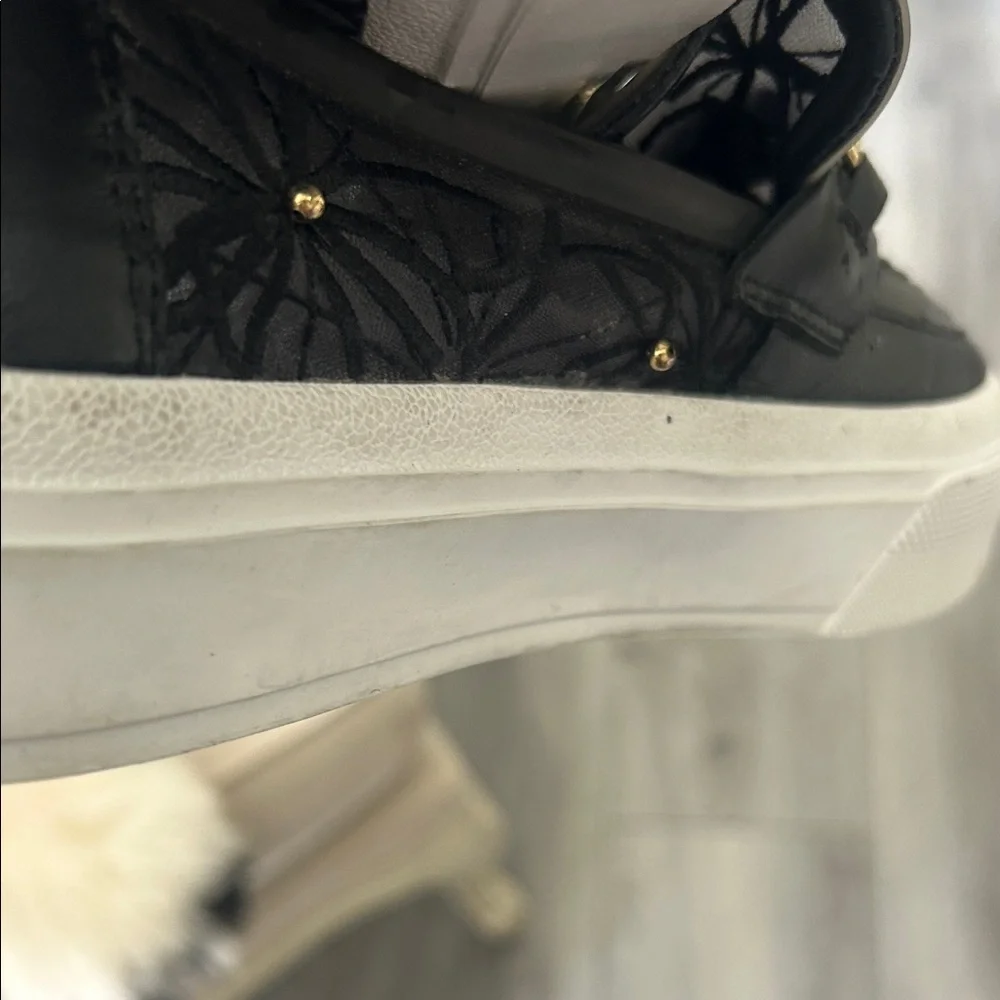 J Slides Black Lace Platform Slip on Sneakers Sz 8 1/2 - Picture 15 of 15